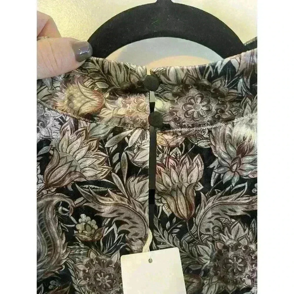 NWT Melloday Velvet Mini Dress Size Large Black grey maroon STUNNING high neck - Picture 4 of 8